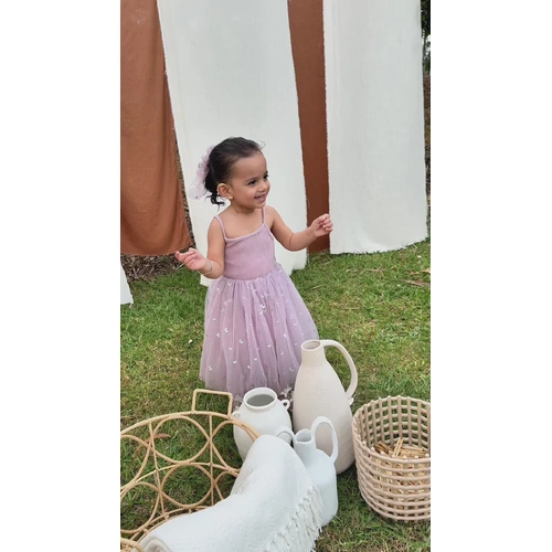 Ribbed Tulle Dress I Mauve Butterflies