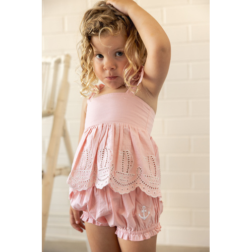2 Piece Set | Frilled Top and Bloomers | Saylor Pink