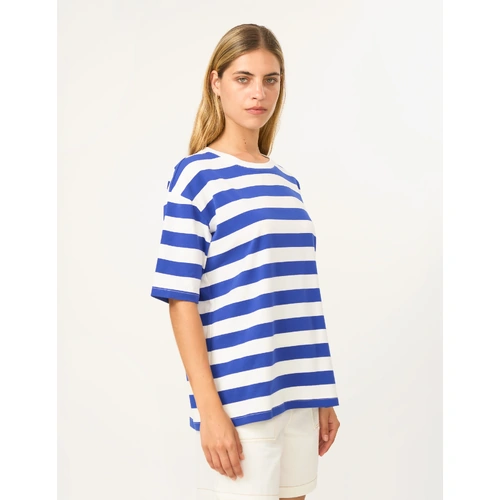 Abby T-Shirt - Cobalt / White Stripe