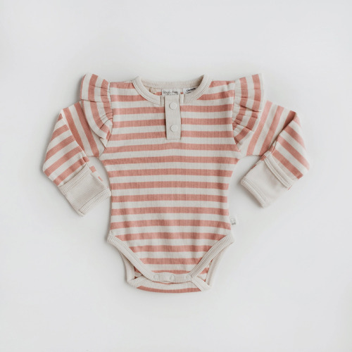 Snuggle Hunny Organic Long Sleeve Bodysuit - Rose Stripe