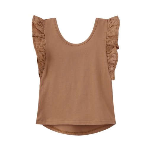 Lacey Frill Top - Cinnamon