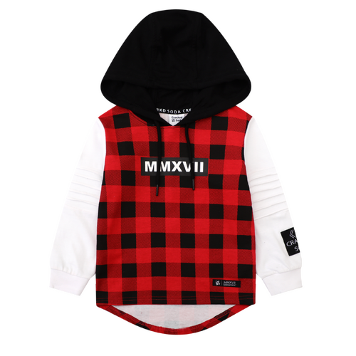 Check Hooded Tee - Red