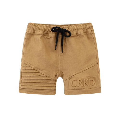 Knox Embossed Denim Shorts - Tan