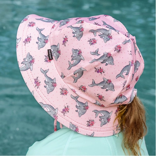 Ponytail Swim Bucket Beach Hat I Dolphin