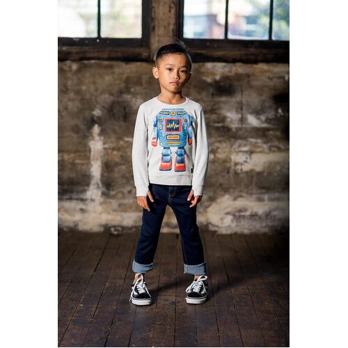 Robo Kid L/S T-Shirt - Grey Marle