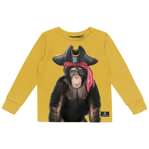 Rock Your Baby Pirate Chimp T-Shirt - Mustard