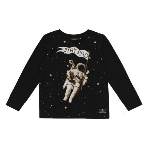 Rock Your Baby Stay Rad Spaceman T-Shirt - Black