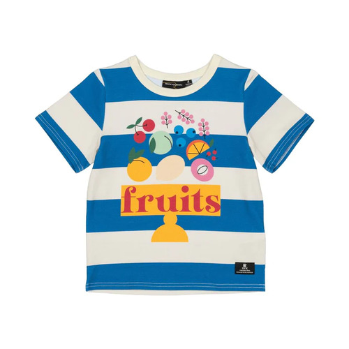 Rock Your Kid Fruits T-Shirt - Blue/Cream Stripe