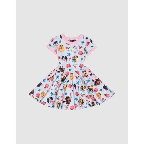 Rock Your Kid Pups Ringer Waisted Dress - Floral