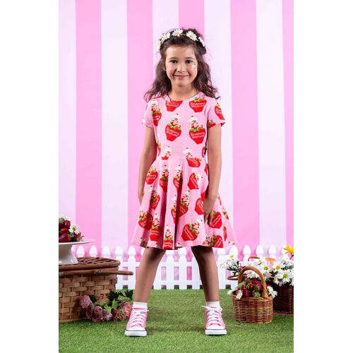 Rock Your Kid Strawberry Shortcake Strawberry Delight Short Sleeve Waisted Dress
