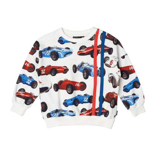 Rock Your Kid Vintage Racing Cars Sweatshirt - Cream