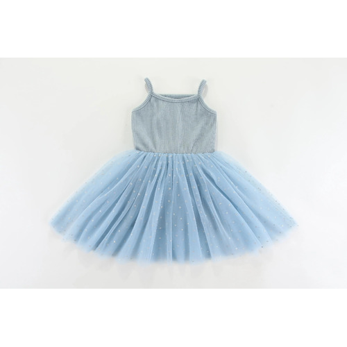 Valentina Tutu Dress - Blue Silver Dots