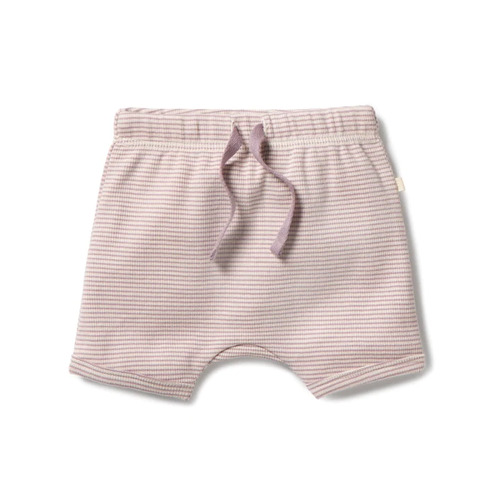 Organic Stripe Rib Tie Front Short - Plum