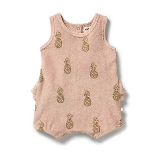 Organic Terry Ruffle Bodysuit - Pineapple