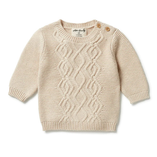 Knitted Cable Jumper - Sand Melange