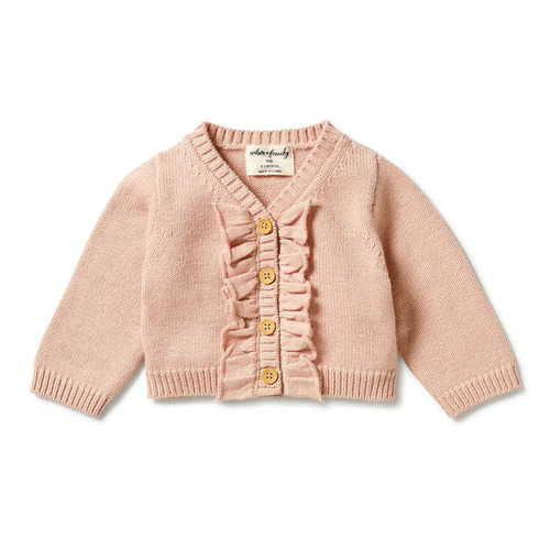 Knitted Ruffle Cardigan - Rose