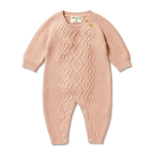 Knitted Cable Growsuit - Rose