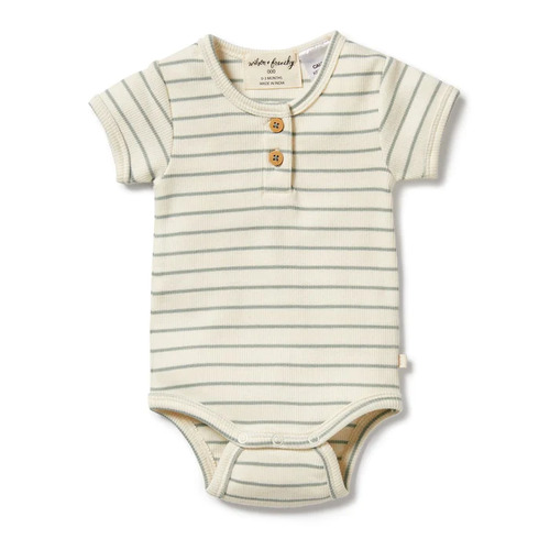 Organic Henley Bodysuit - Petit Sage