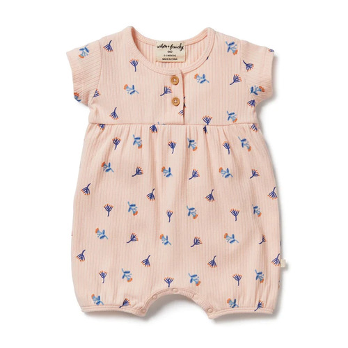 Organic Rib Playsuit - Little Flower