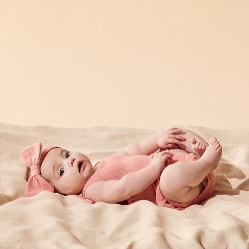 Bodysuit | Pointelle Knit with Frill | Petal Pink