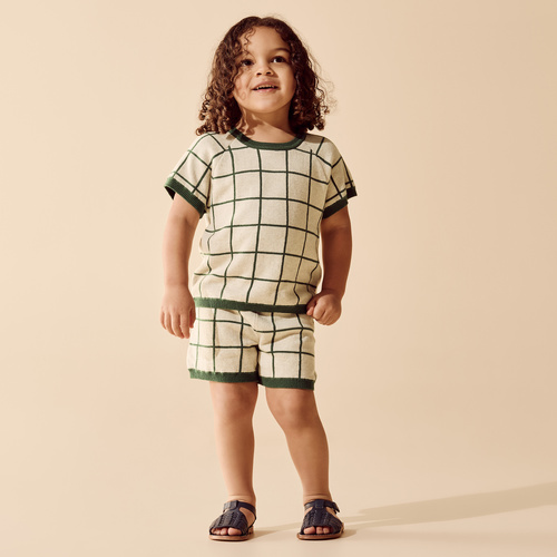 2 Piece Set | Knitted Shorts and Tee | Lagoon