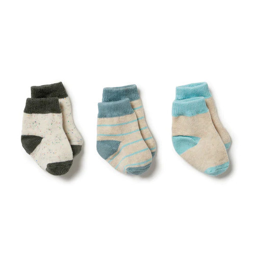3 Pack Baby Socks - Shadow/Arctic/Mint