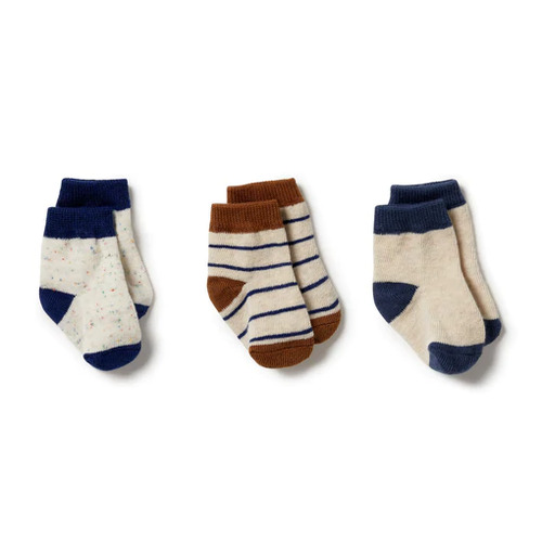 3 Pack Baby Socks - Deep Blue/Dijon/Blue Depths
