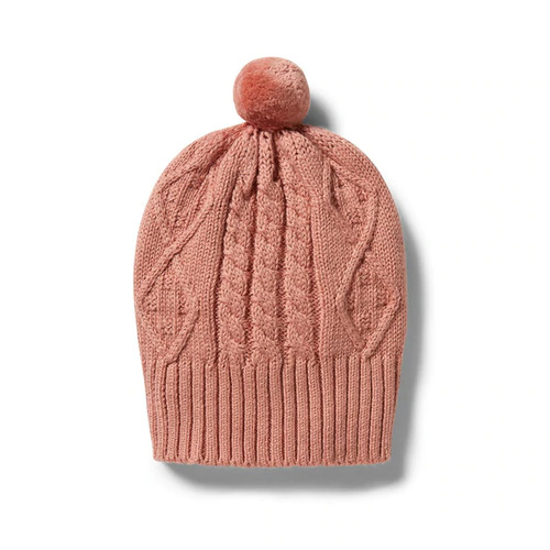 Knitted Cable Beanie - Cream Tan