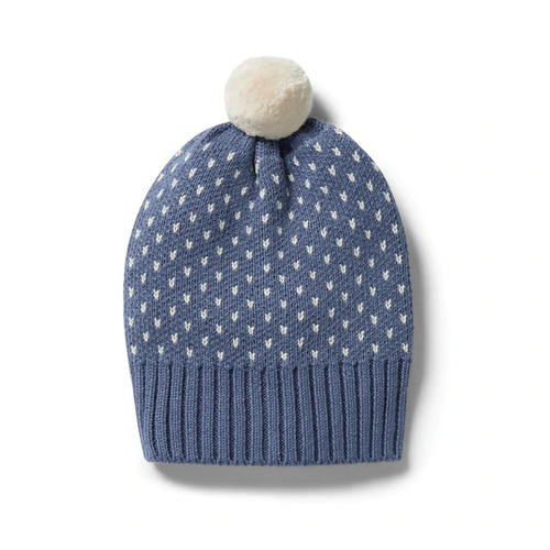 Knitted Fleck Beanie - Blue Depths