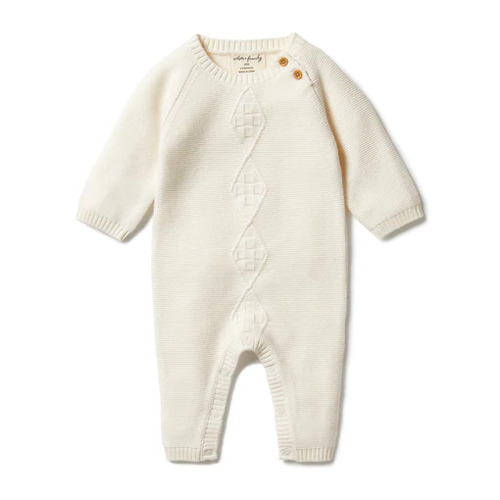 Knitted Mini Cable Growsuit - Gardenia