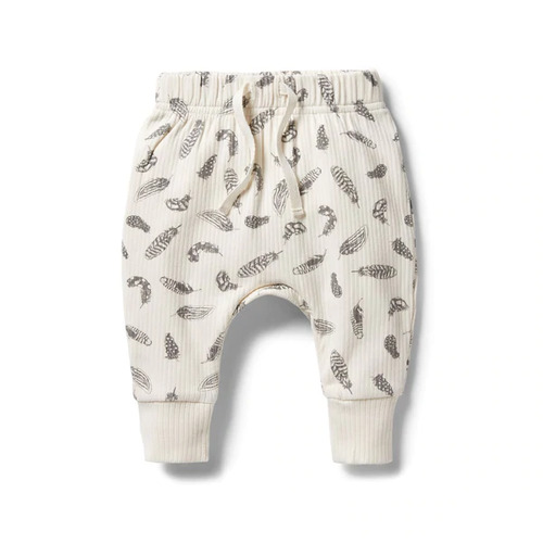 Organic Rib Slouch Pant - Tiny feather