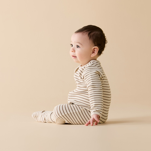 Onesie | Organic Cotton Waffle | Nutmeg Stripe