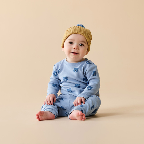 2 Piece Set | Cotton Waffle Long Pant and Top | Bear Hugs