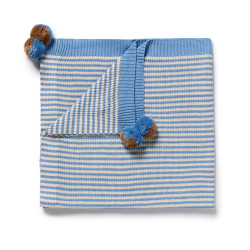 Blanket | Knit | Frosted Blue Stripe