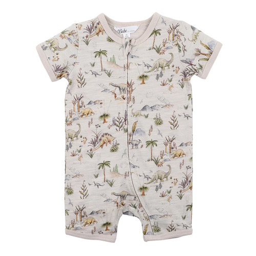 Emmett Dino Short Sleeve Zip Romper