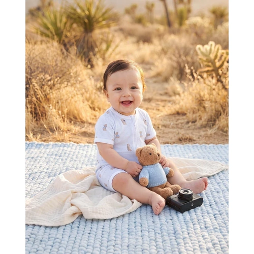 Bebe I SS Zip Romper I Brady Stripe