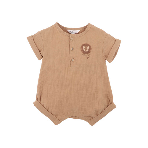Romper | Sway Textured | Embroidered Lion