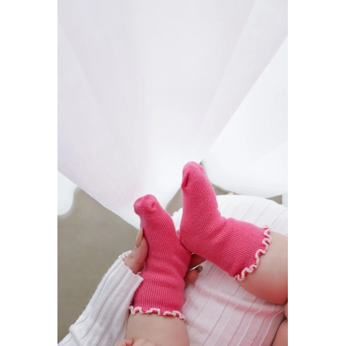 Socks | Crew | Frill Cuff [Raspberry]