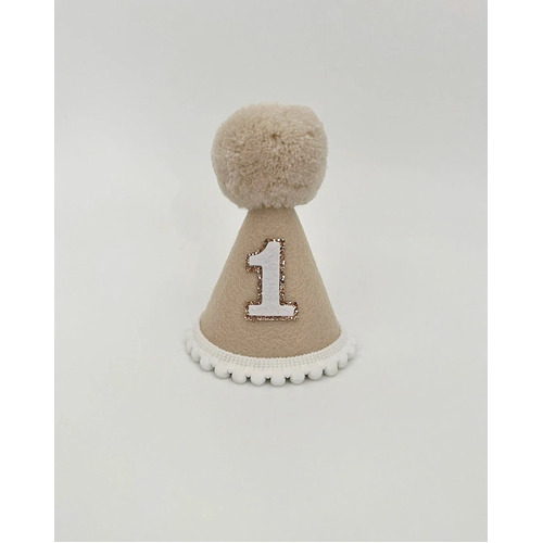 Party Hat - Natural Boho Almond Felt First Birthday