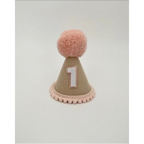 Party Hat - Natural Pink Almond Felt First Birthday