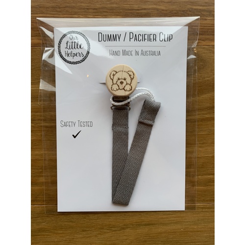 Cotton Dummy Clip - Grey With Bear