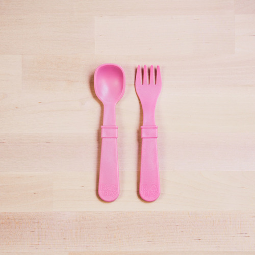 Re-Play Fork And Spoon Set - Baby Pink