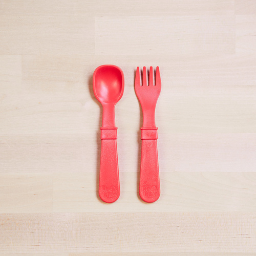 Re-Play Fork And Spoon Set - Red