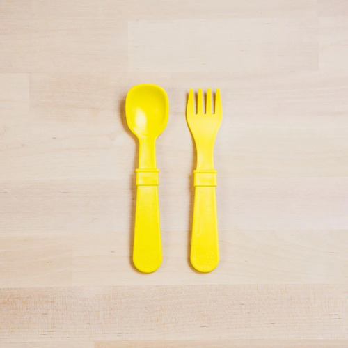 Re-Play Fork And Spoon Set - Yellow