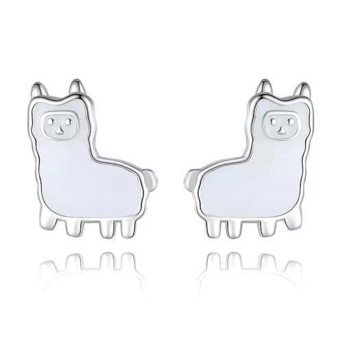 Sterling Silver Petite Enamel Llama Stud Earrings