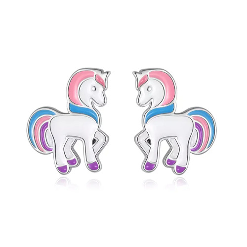 Sterling Silver Petite Unicorn Stud Earrings