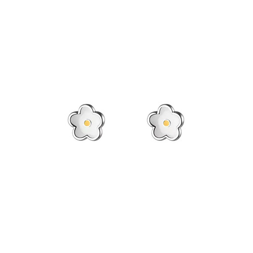 Sterling Silver Petite White Daisy Stud Earrings