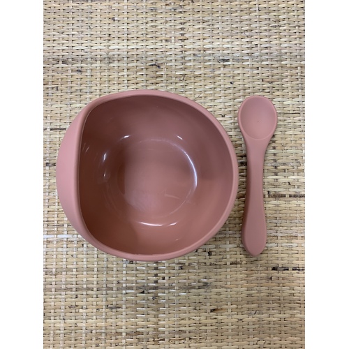 Silicone Bowl And Spoon Set - Terracotta