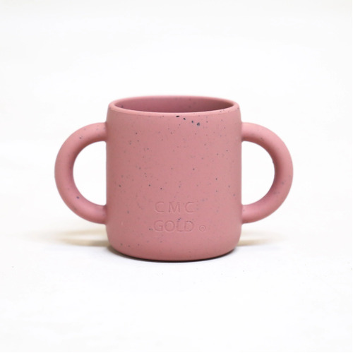 Silicone First Drinking Cup With Handles - Speckled Dusty Rose