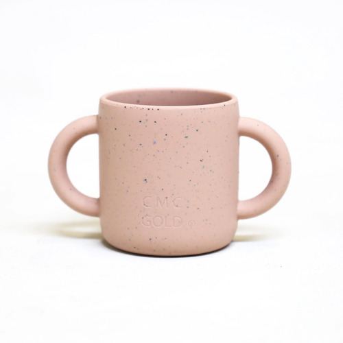 Silicone First Drinking Cup With Handles - Speckled Nude